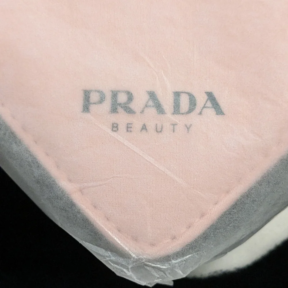 New Prada Beauty Pouch With Dust Bag Cosmetic Bag Pink Black Triangle Zipper Bag - Picture 2 of 11